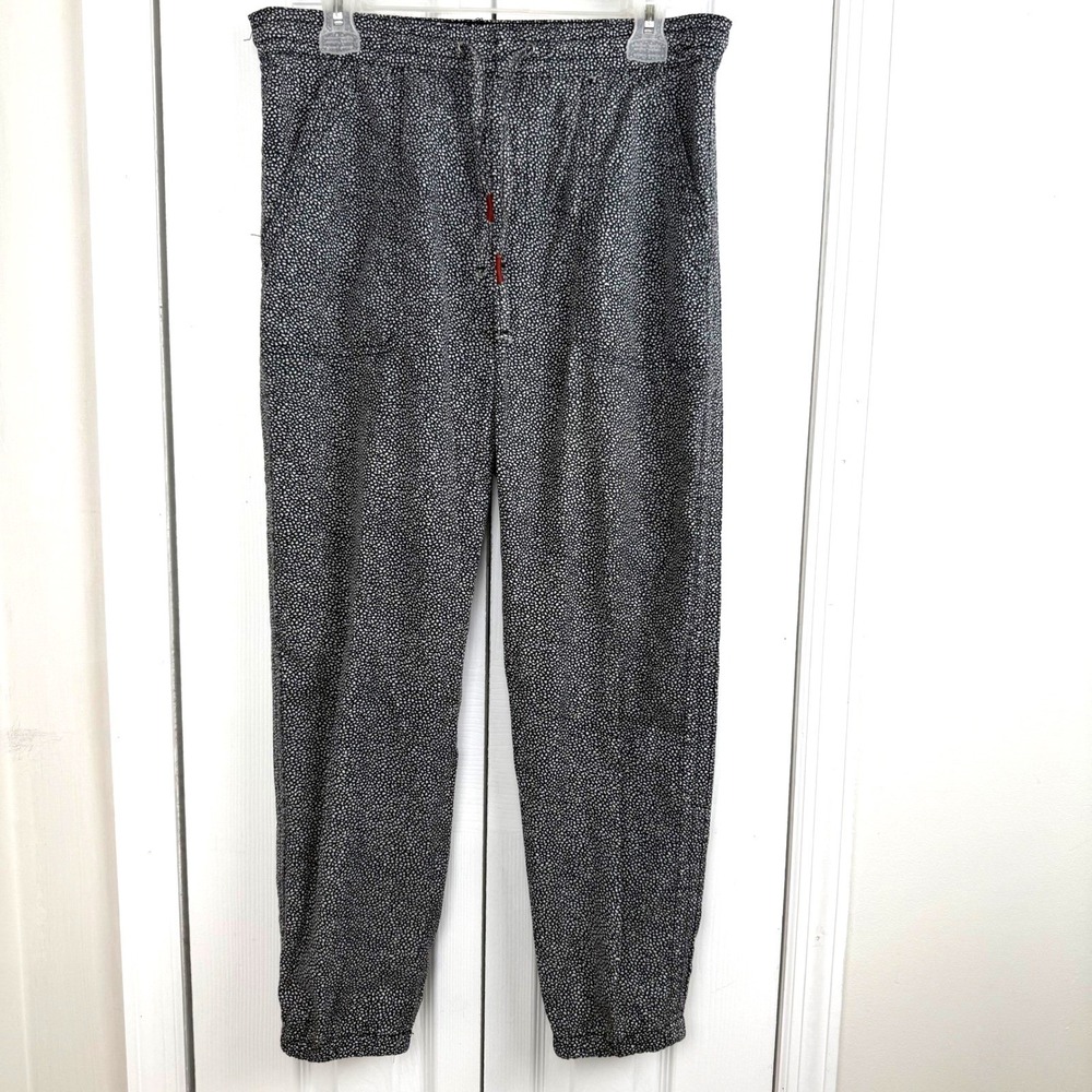 Anthropologie Black White Dotted Lyocell Lounge Pants Joggers Drawstring Size S